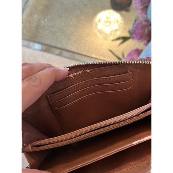 Fossil Cowhide Genuine Leather Zip Around Wallet Outer Zip Coin, Brown - Picture 9 of 11